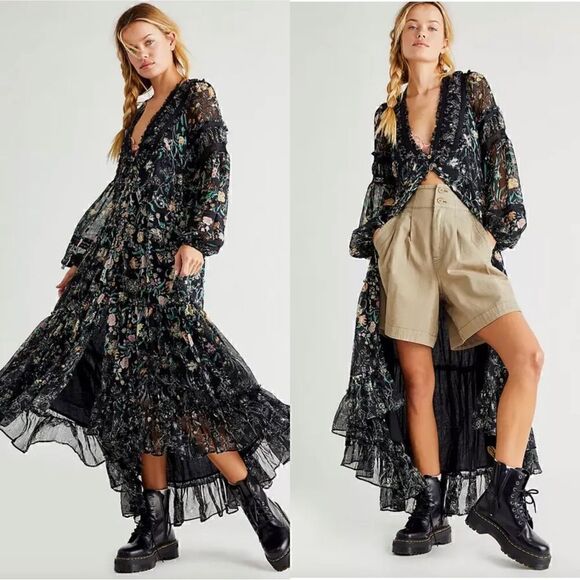Free People Dresses & Skirts - Free People Cassis Printed Chiffon Midi Dress